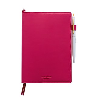 FunnYmade 質感皮革萬年手帳 + 原子筆套組, 1組, 櫻桃粉