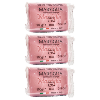 康汰 甘油馬賽皂，玫瑰香，100g，鐵盒裝，義大利製, 3個