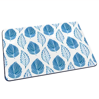 自創珪藻土軟式地墊, 藍色手繪羽毛, 1件