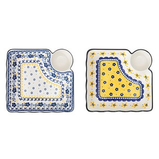 PRACA 波蘭風陶瓷餃子盤 2件組 (中提琴 + 連翹), 1組, 三色堇款+黃花款