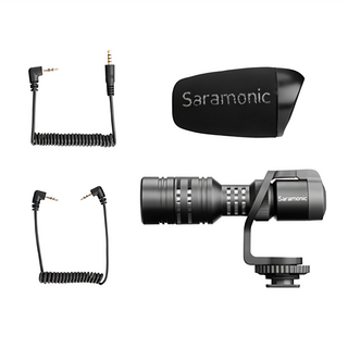 Saramonic 楓笛 Vmic Mini 指向性電容式麥克風 金屬設計 實用耐摔 適用於單眼/攝影機/智慧型手機, 1個, 黑色