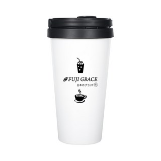 FUJI-GRACE 富士雅麗 304不鏽鋼雙效咖啡杯, 8.5cm大口徑, 底部墊片設計, 500ml, 白色, 1個