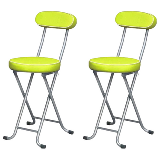 C&B 新巧易收靠背軟座折合椅, 五色可選, 輕松折疊, 約5cm加厚舒適軟墊, 粉綠色, 2個