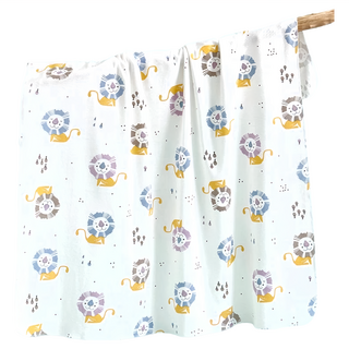 雙層純棉卡通包巾, 森林之王 白色