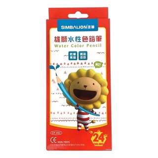 SIMBALION 雄獅 奶油獅 水性色鉛筆套裝, 乾濕兩用, 色彩飽和, 24色, 1盒