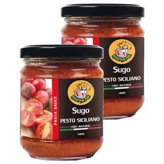 DANCING PIG 豬跳舞 Pesto Siciliano 西西里日曬番茄紅醬, 100%義大利原裝進口, 絕不含防腐劑, 180g, 2罐