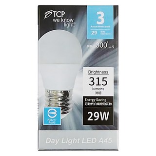 TCP 強凌 LED節能燈泡 A45 3W 6500K 315流明 E27燈頭, 晝光色, 1組