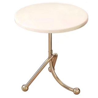 圓形邊几, 加固設計, 碳鋼腳架, 40x40cm, 白色