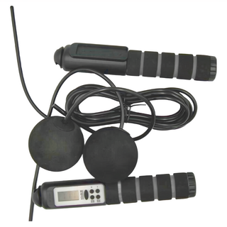 兩用跳繩 手柄ABS+泡棉 繩子PVC+鋼絲 繩長30CM(長度可調節) 無線繩長2.8米(長度可調節), 手柄長21 x 3.5cm, 黑色, 1個