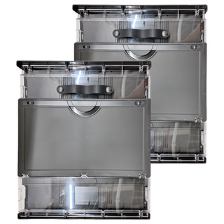 mohe 木暉居家 免安裝日式透明可裝被套折疊收納箱, 黑色, 2個