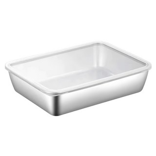 不鏽鋼保鮮盒, 大號帶蓋 25cm x 20cm x 5cm, 密封保鮮防漏, 保鮮儲存加熱, 1組, 1個