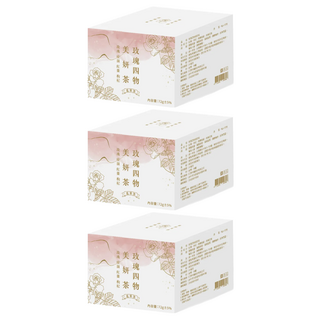 女神殿 玫瑰四物美妍茶，4 in 1 養生茶飲，獨立包裝，可見材料，茶香清甜, 6g, 12包, 3盒