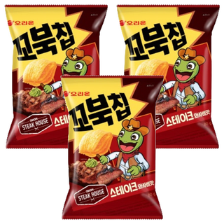ORION 好麗友 烏龜脆片 芥末牛排, 80g, 3包