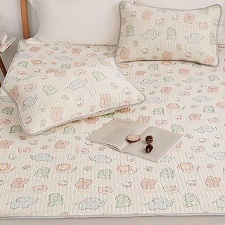 BUHO 布歐 沁透涼爽可水洗抗菌乳膠涼墊枕套3件組, 涼感墊 + 枕套 2個, 動物聯萌