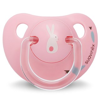 Suavinex 蘇維妮 Happy Bunny系列 人體工學橡膠奶嘴, 0~6個月, 粉色, 1個