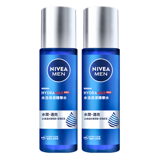 NIVEA 妮維雅 男士水活保濕精華水 2X高涵水玻尿酸+深海巨藻 水潤透亮, 150ml, 2瓶