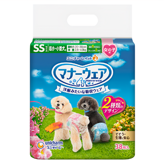 Unicharm Pet 禮貌帶 女用 超小型犬用, 腰圍20~30cm 體重2.5~4kg, 38片, 1包