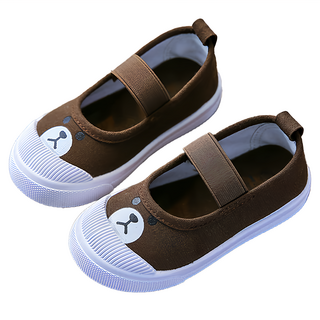 愛貝比 鬆緊套鞋帆布鞋 幼稚園室內鞋 休閒鞋 -可愛小熊造型, 25碼(16.5cm), 咖小熊