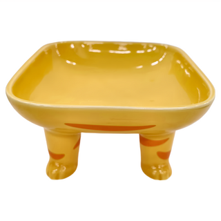 Nuke 毛核子 陶瓷胖胖碗 貓碗狗碗 16x14x8cm, 橘貓 橙色, 1個