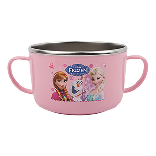 FROZEN 冰雪奇緣 不鏽鋼隔熱特大碗 17 x 11.2 x 7.5cm 600ml, 艾莎 粉色 + 銀色, 1個