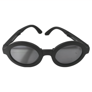 ALEGANT 輕巧時尚兒童專用輕量矽膠彈性折疊太陽眼鏡 圓框摺疊偏光墨鏡 UV400, 鬱金黑, 127 x 131mm