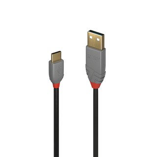 LINDY 林帝 ANTHRA USB2.0 Type-C/公-Type-A/公傳輸線, 黑色, 1條, 3m