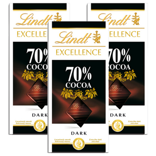 Lindt 瑞士蓮 EXCELLENCE 極醇系列 70% 黑巧克力片 100g, 3片