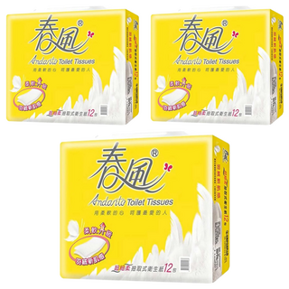 春風 超細柔抽取式衛生紙 2層 110張, 12包, 3袋