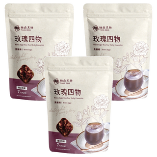 糖鼎 黑糖磚 玫瑰四物 獨立包裝, 3袋, 30g, 7顆