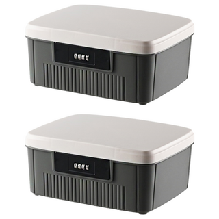 FAmILyLIFE 生活 珍藏加厚4碼密碼收納箱 中款 11L, 灰色, 2個