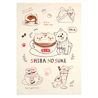 Sunny 三瑩文具 簡單小日常插畫明信片 Set, 柴犬咖啡 米色, 7張