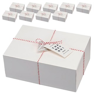 IndiK 中型包裝盒 10入 + 緩衝材 10入 + 包裝繩 + 2款貼紙 各10入 + 2款吊牌 各10入 套組, 白色, 1組