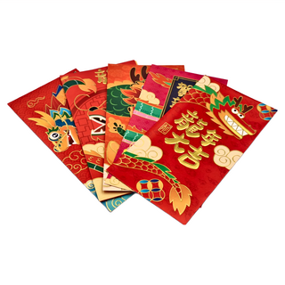 百貨King 龍年創意燙金紅包 龍年大吉系列 6入 燙光紙, 10組