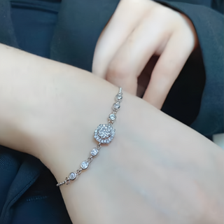 CF Diamond 手鍊 莫桑鑽 C0009 微鑲海瑞, 1克拉, S925純銀, 3EX切工