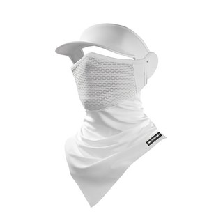 AREX SPORT 戶外騎行防曬面罩親膚冰絲網眼護臉遮頸脖圍三角巾 有帽簷 AS-3494, 純淨白, 1個