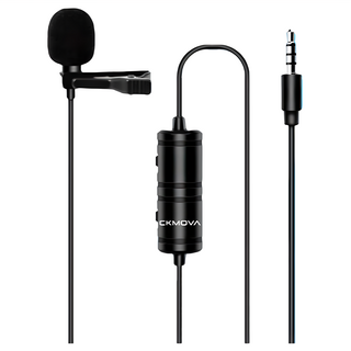 CKMOVA 全向性領夾式麥克風 LCM1，適用於數位相機和智慧型手機，含防風綿套, 黑色