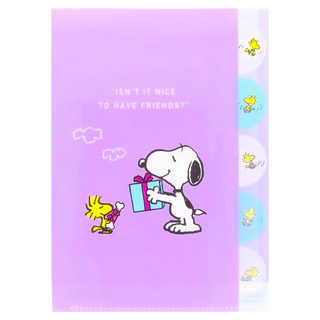 Sun-Star PEANUTS 史努比 L型A4五夾層 索引資料夾日本製可愛圖樣, 文件分類方便整齊, 紫色好朋友, 1個