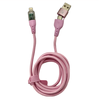 PICKOGEN 皮克全 二合一 Type-C/USB-A to Lightning PD充電線 智能斷電 快速 1.2M, 粉色, 1條