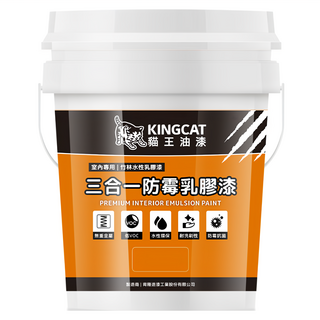 KINGCAT 貓王油漆 三合一防霉乳膠漆 室內專用 竹林水性 無重金屬 低VOC 環保 耐洗刷性 抗菌, 櫻花紅, 1L, 1桶