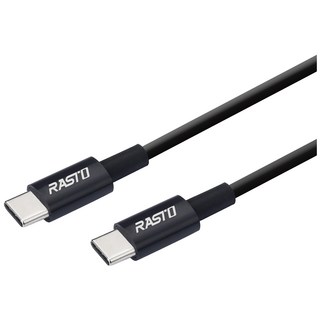RASTO RX46 Type C to C高速QC3.0充電傳輸線雙入組, 1m+2m, 黑色, 1組