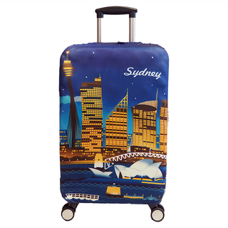 LittleChili 行李箱套, M(24吋), 雪梨 藍色 + 黃色