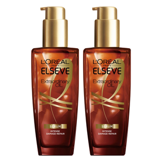 L'OREAL PARiS 巴黎萊雅 金緻護髮精油精華 含有6種珍稀花卉精萃 深層滋養與迅速滲透髮絲 長效保護 玫瑰成分 有效保濕並防止乾燥, 100ml, 2瓶