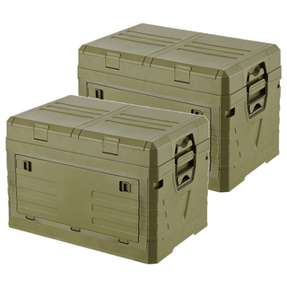STYLE 大容量雙層戶外收納箱 防水防塵 可折疊, 軍綠色, 加大款, 2個