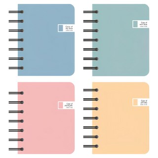 TOCTOC 彩色左翻筆記本 120張, 4個, 藍色、薄荷色、粉色、黃色