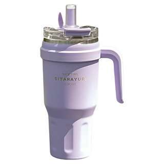 Sitarayuri 手把吸管杯 雙飲款, 紫色, 1個, 780ml