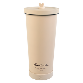 AFAMIC 棉花糖系列環保隨行杯大全套組 710ml 含皮質杯套式飲料提袋、杯底防刮套、瓶蓋防漏塞2款、可愛吸管套、環保不鏽鋼吸管2入, 養樂多, 1組