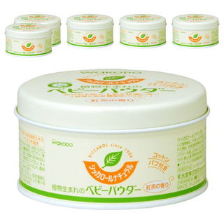 WAKODO 和光堂 S4天然植物玉米爽身粉，含植物性成分 有效滋潤保濕肌膚 帶有淡淡茶香味, 120g, 6罐