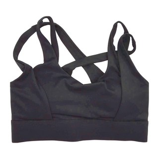 U領小心機運動背心 尼龍+聚酯纖維, M, 黑色