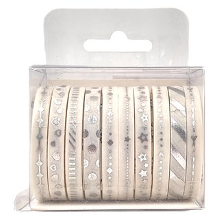 CANDY POETRY 糖詩 燙金紙膠帶 5mm x 2m 10入裝飾用和紙膠帶, 銀色, 1組