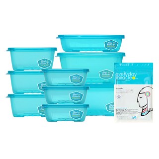 MiraSKitchen Miracle密封保鮮盒組, 1組, 9個容器 + 9個蓋子 + 1個保鮮袋